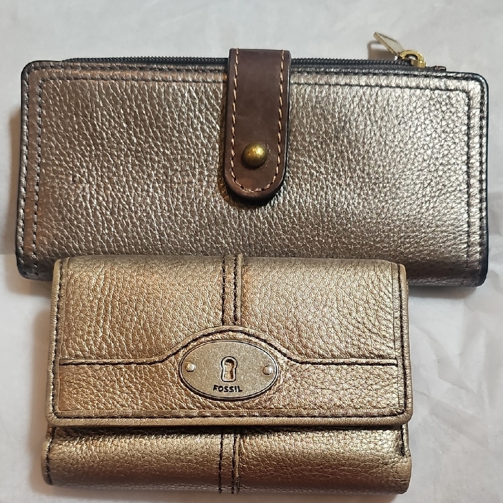 Fossil Gold and Brown Wallet Duo